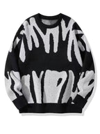 Men’s Crew Neck Graphic Knit Sweater Black