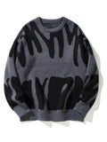 Men’s Crew Neck Graphic Knit Sweater Grey