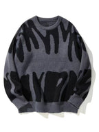 Men’s Crew Neck Graphic Knit Sweater Grey