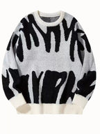 Men’s Crew Neck Graphic Knit Sweater White